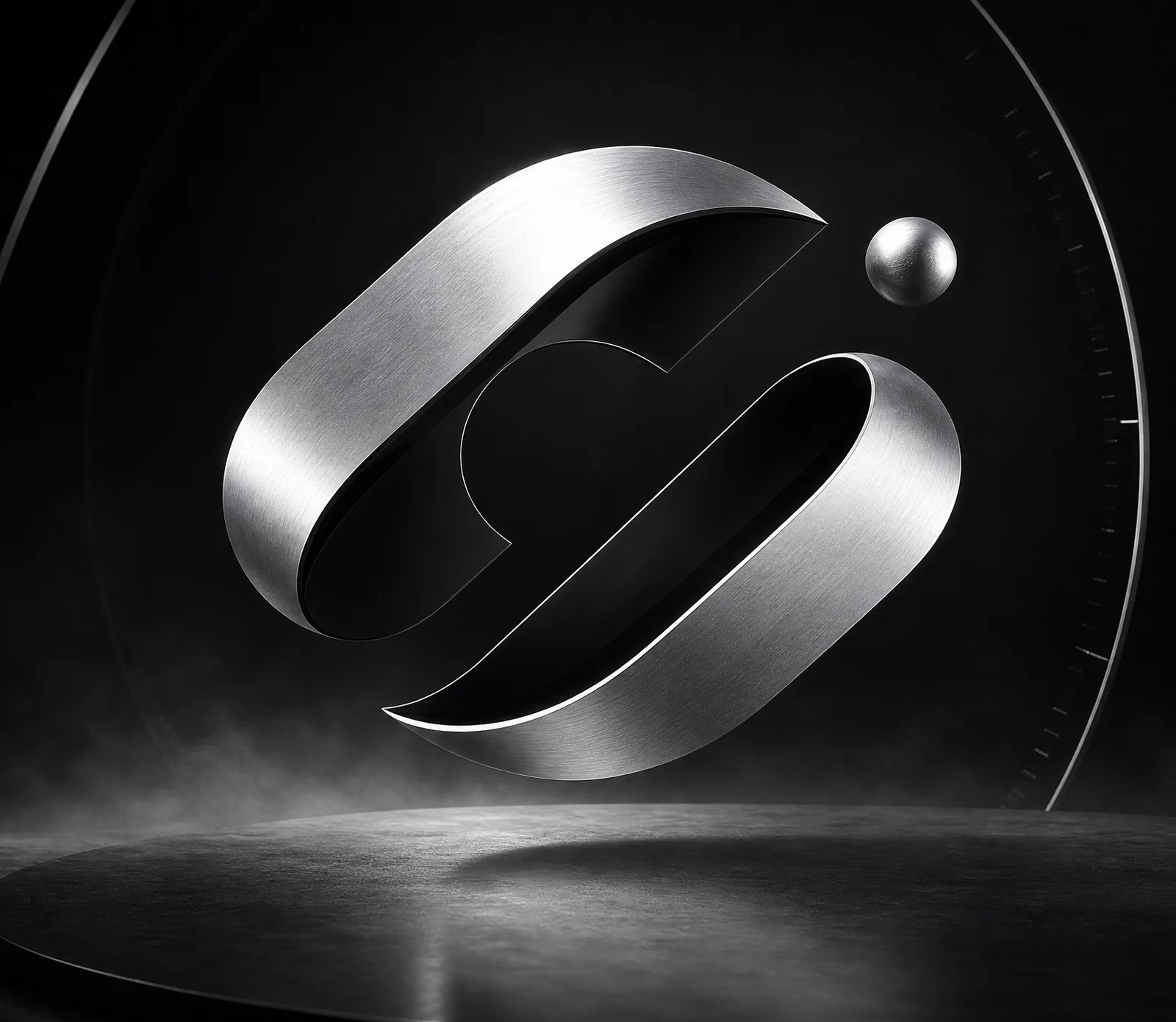 Sculptural digital interface prototype in a dark studio